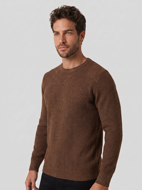SUETER TRICOT WAFFLE MARROM ZIGMA