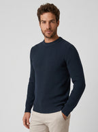 SUETER TRICOT CANELADO AZUL MARINHO ZIGMA