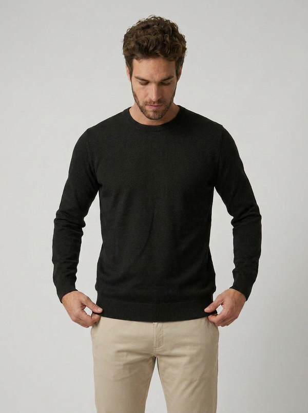 SUÉTER ESSENTIAL GOLA REDONDA PRETO ZIGMA