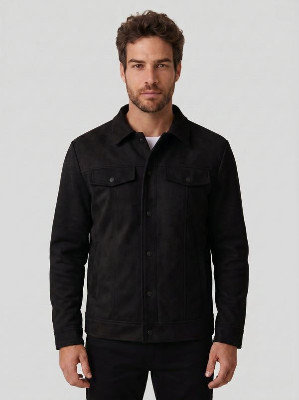 JAQUETA OVERSHIRT SUEDE SHERPA ASPEN PRETA ZIGMA