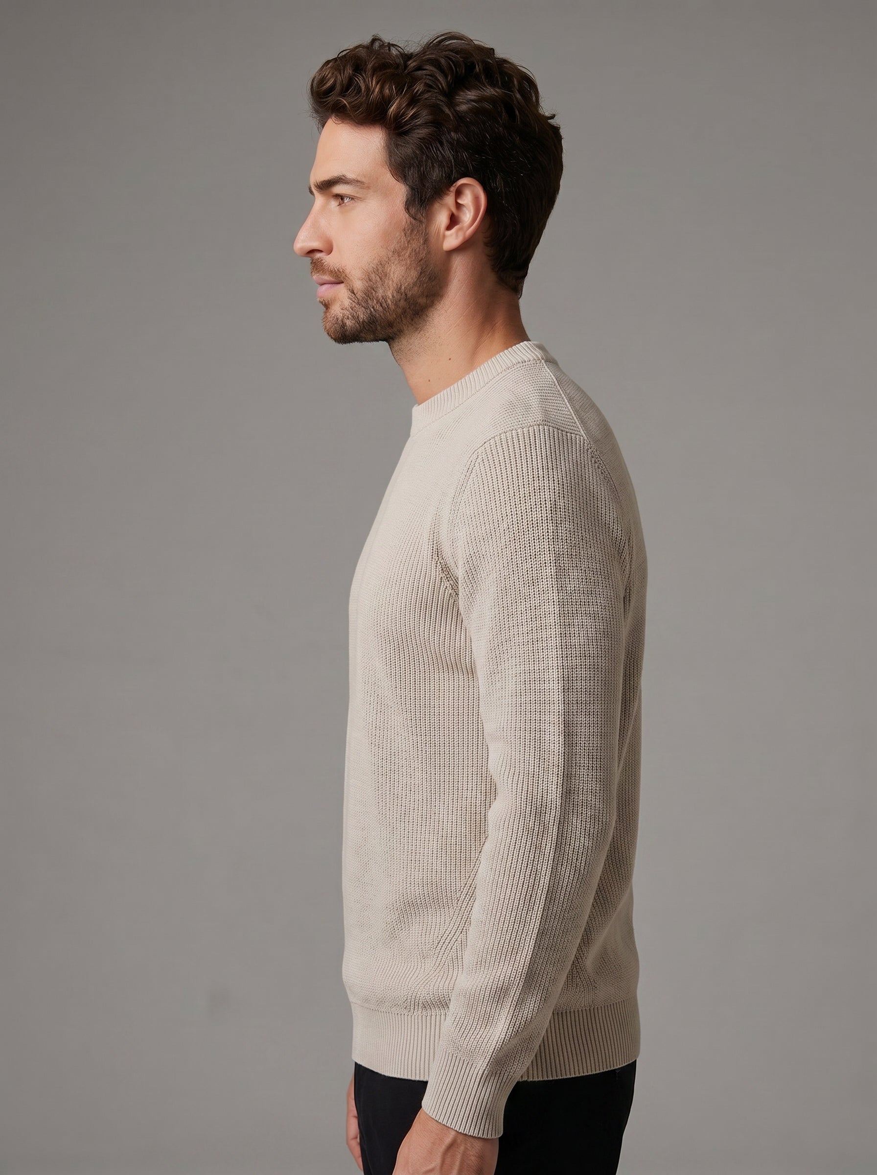 SUETER TRICOT CANELADO AREIA ZIGMA