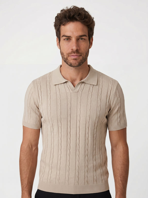 POLO RIVIERA V TRICOT BEGE ZIGMA