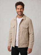 JAQUETA OVERSHIRT COTELÊ BEGE ZIGMA