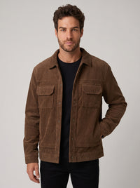 JAQUETA OVERSHIRT COTELÊ MARROM ZIGMA
