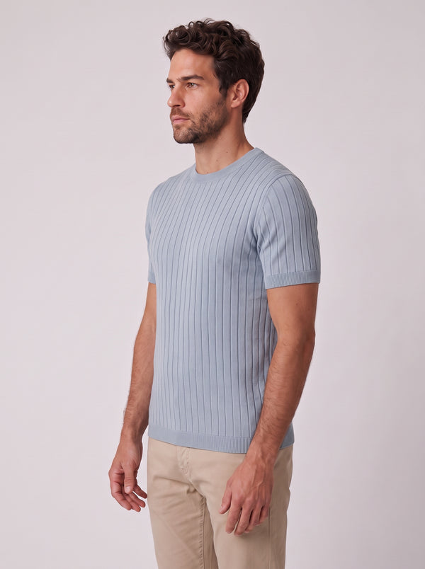 CAMISETA VERONA TRICO CANELADO AZUL CLARO ZIGMA