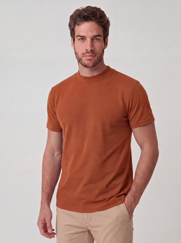 CAMISETA PIQUET SIGNATURE GOLA MEDIA TERRACOTA ZIGMA