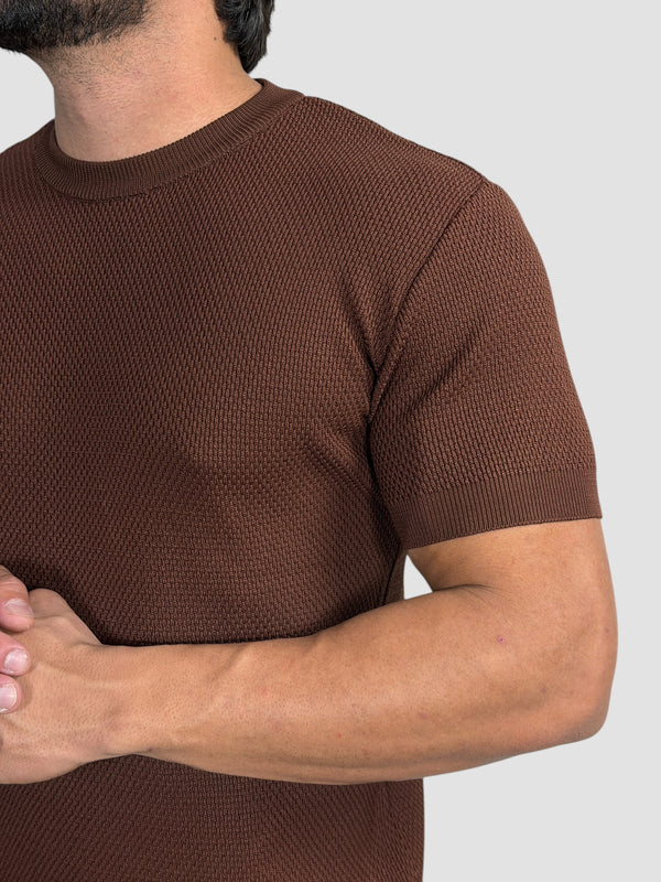 CAMISETA TRICO TEXTURE MARROM ZIGMA