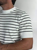 CAMISETA TRICOT LISTRADA PORTOFINO BRANCA ZIGMA
