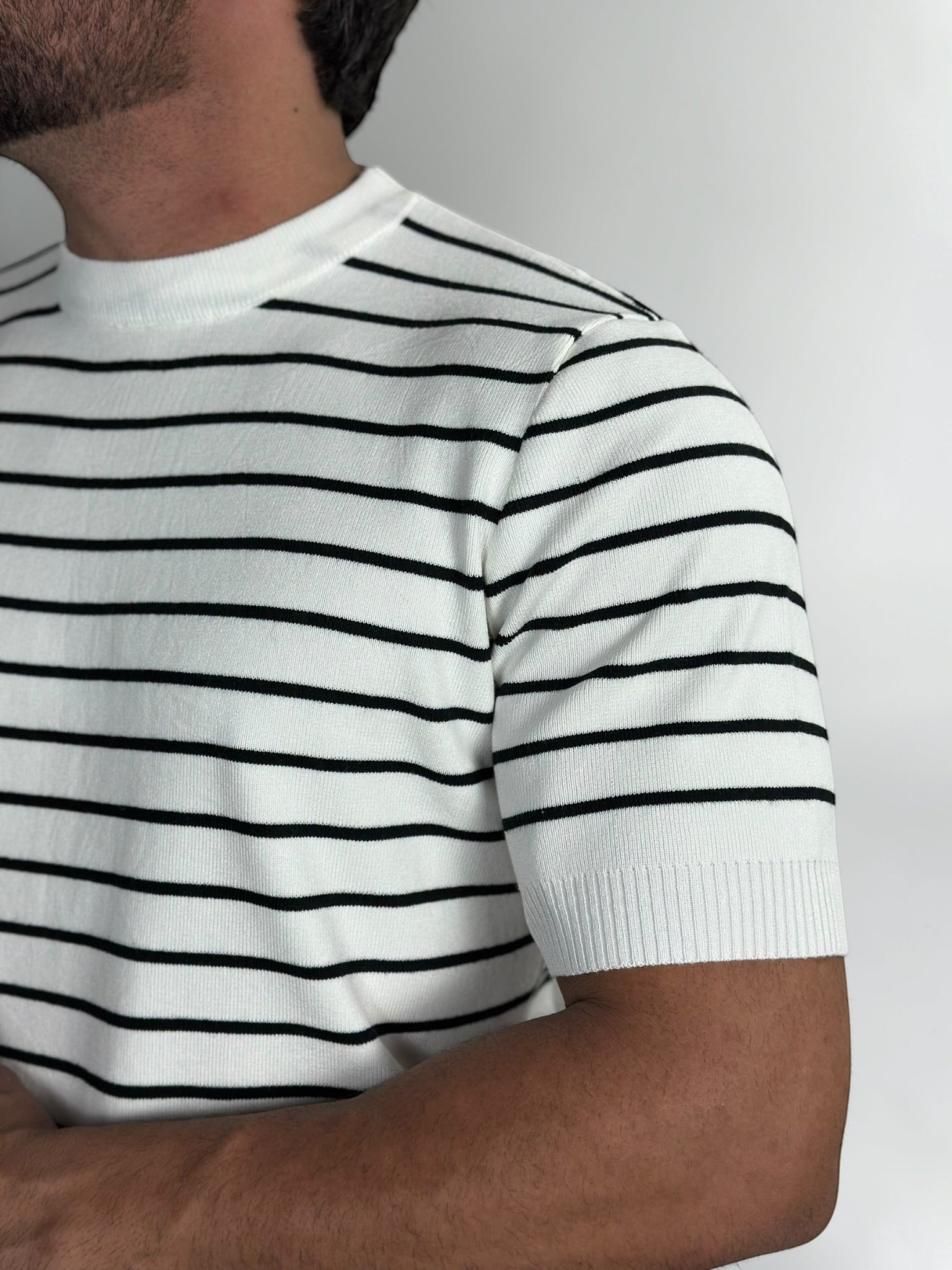 CAMISETA TRICOT LISTRADA PORTOFINO BRANCA ZIGMA