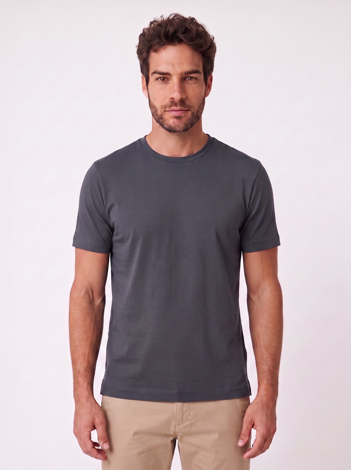 CAMISETA GIZA DUPLO ALGODAO EGIPCIO CHUMBO ZIGMA