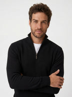 SUETER TRICÔ QUARTER ZIPER TEXTURE PRETO ZIGMA
