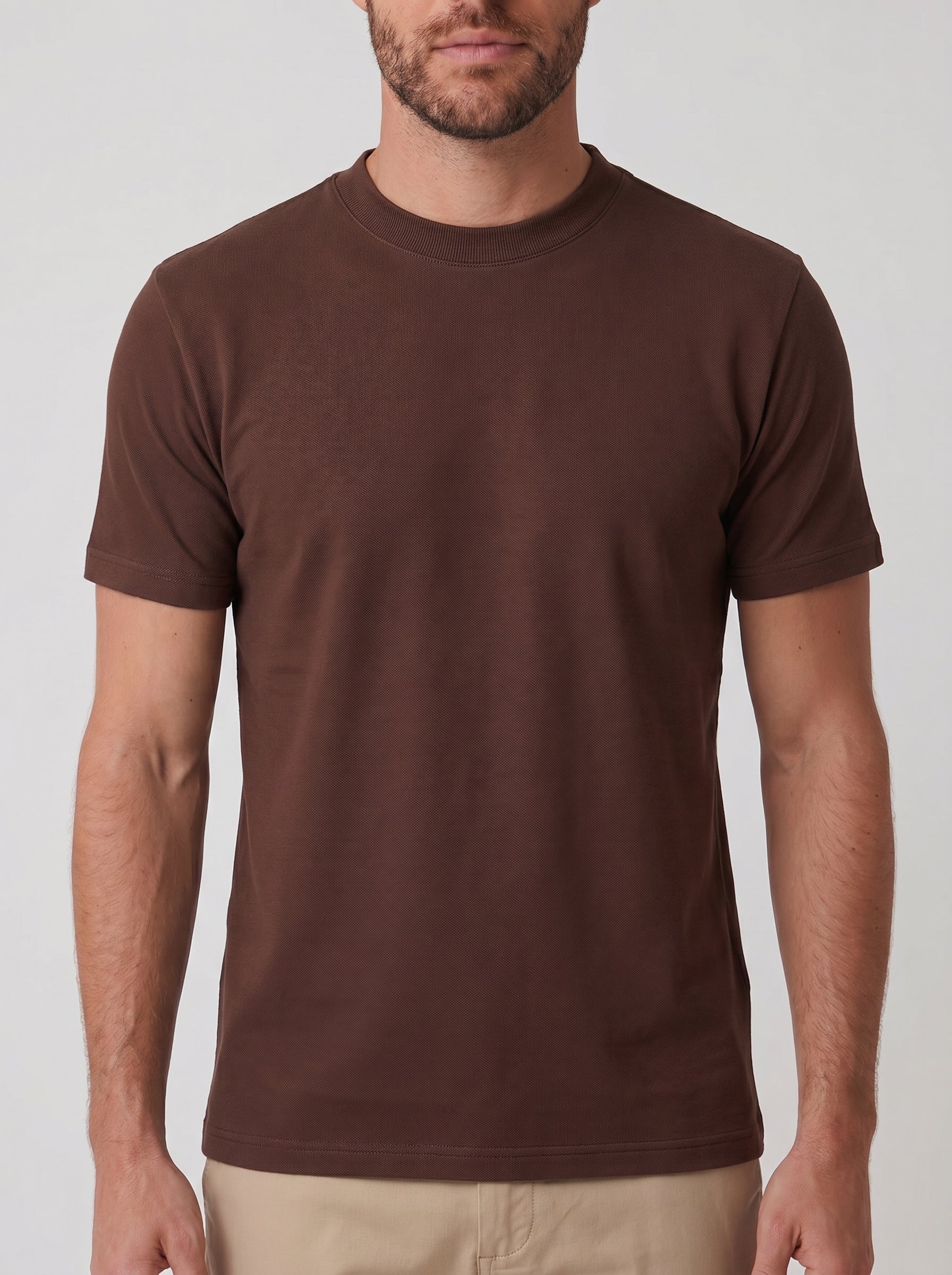 CAMISETA PIQUET SIGNATURE GOLA MEDIA MARROM ZIGMA