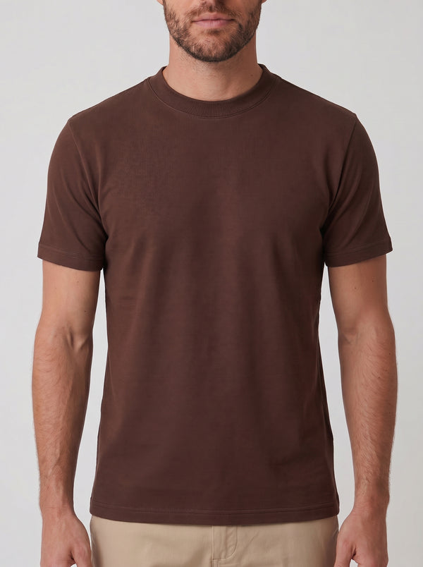 CAMISETA PIQUET SIGNATURE GOLA MEDIA MARROM ZIGMA