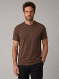 CAMISETA SUEDINE GOLA CRUZADA MARROM ZIGMA