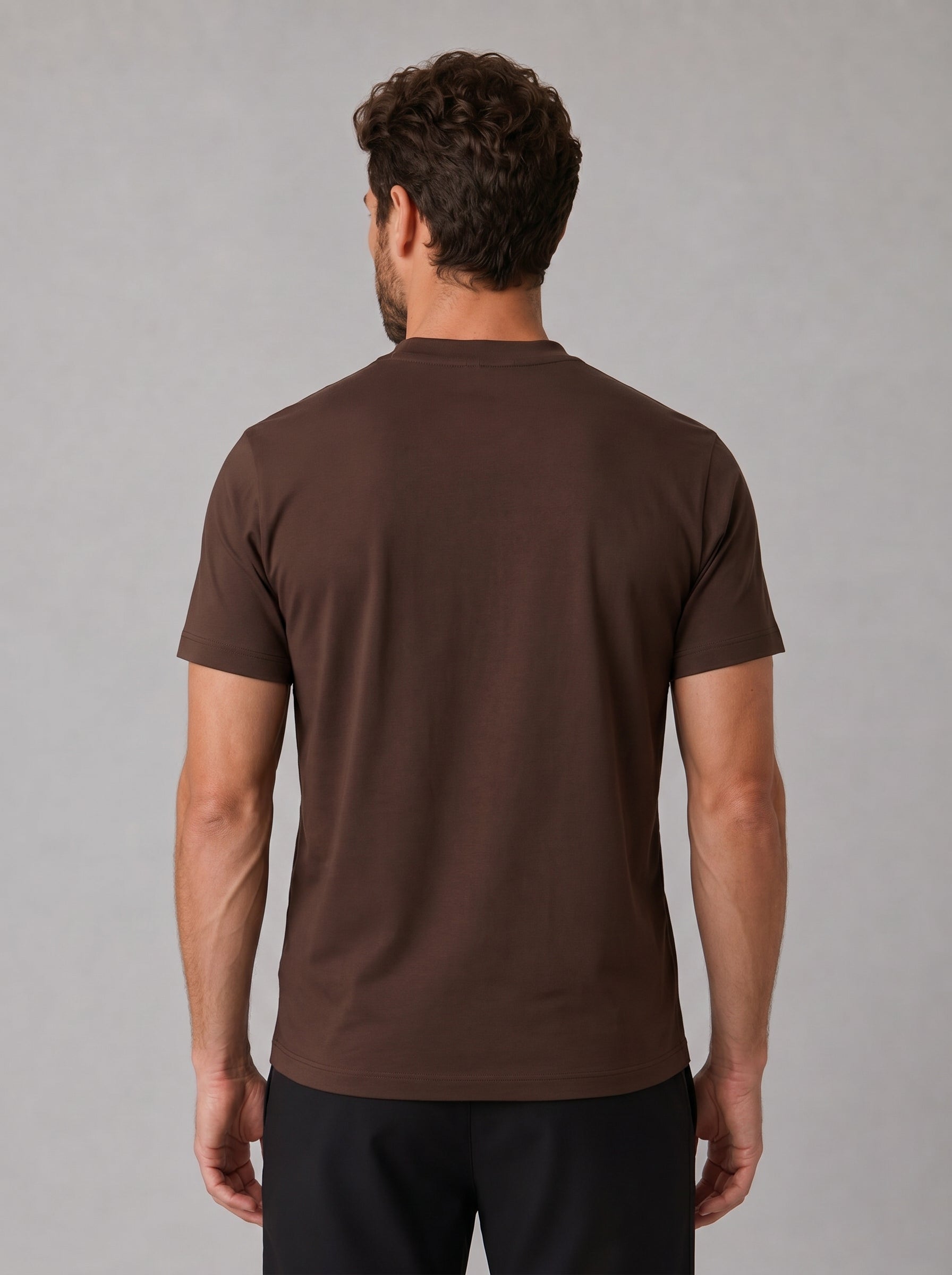 CAMISETA SUEDINE GOLA CRUZADA MARROM ZIGMA