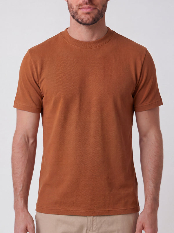 CAMISETA PIQUET SIGNATURE GOLA MEDIA TERRACOTA ZIGMA