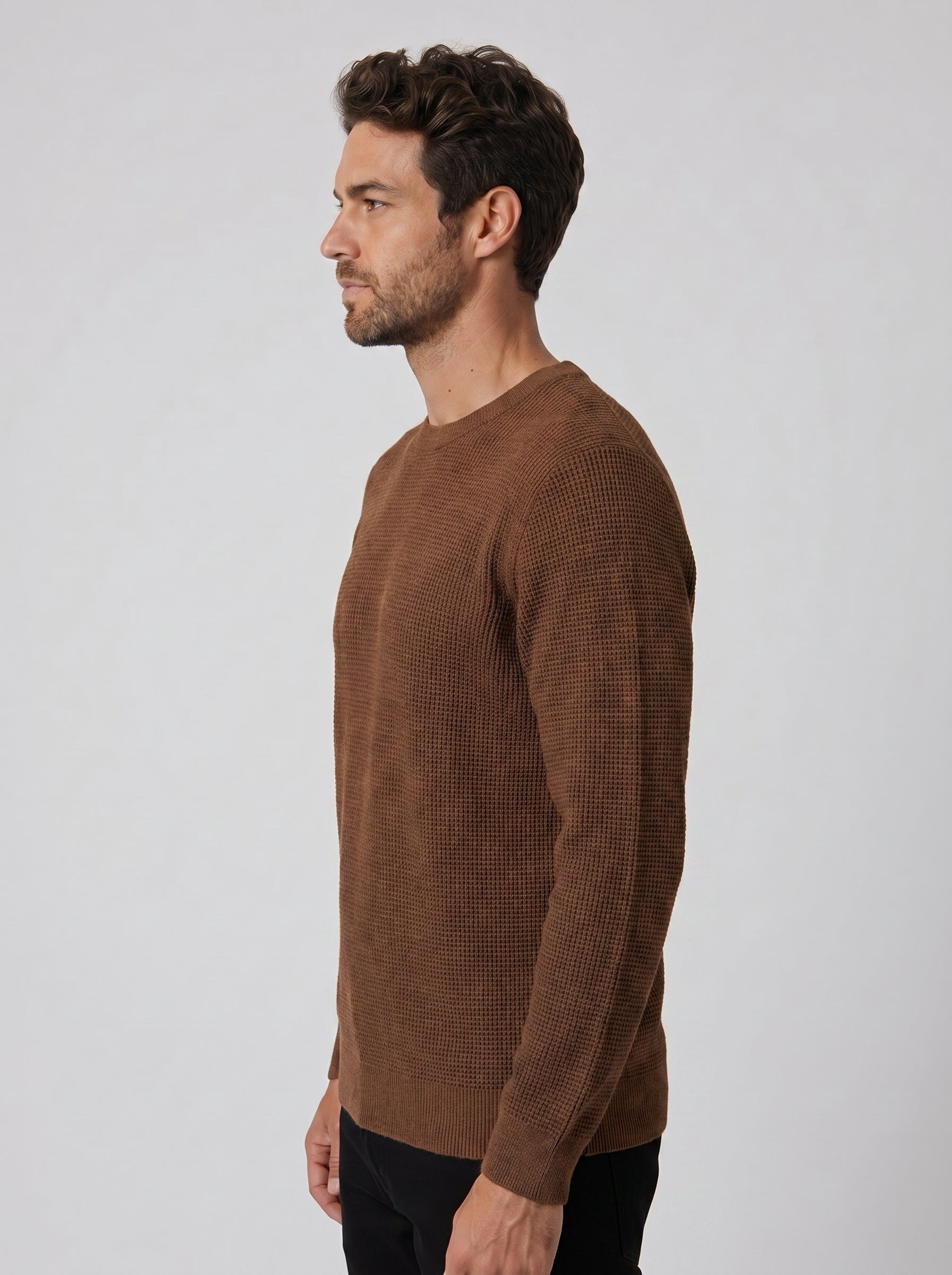 SUETER TRICOT WAFFLE MARROM ZIGMA