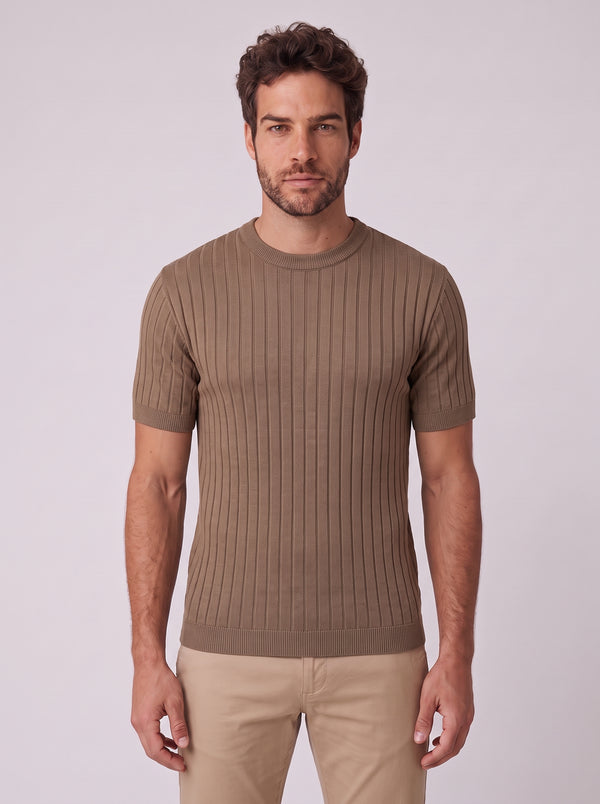 CAMISETA VERONA TRICO CANELADO MARROM ZIGMA