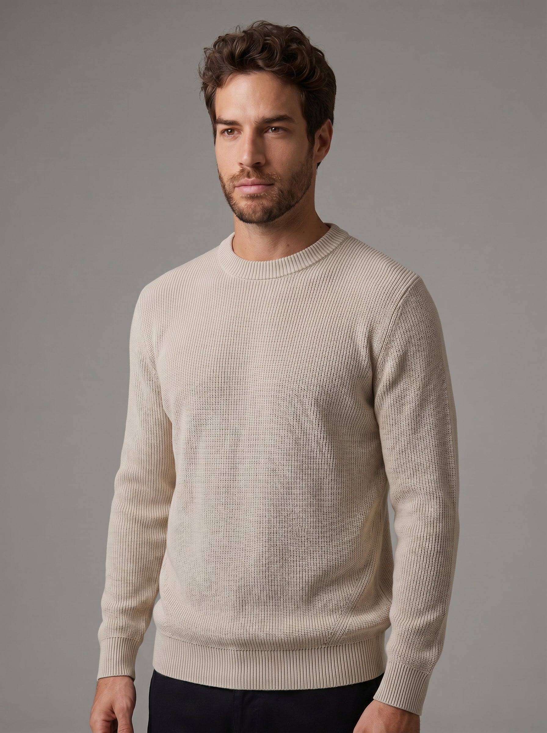 SUETER TRICOT CANELADO AREIA ZIGMA
