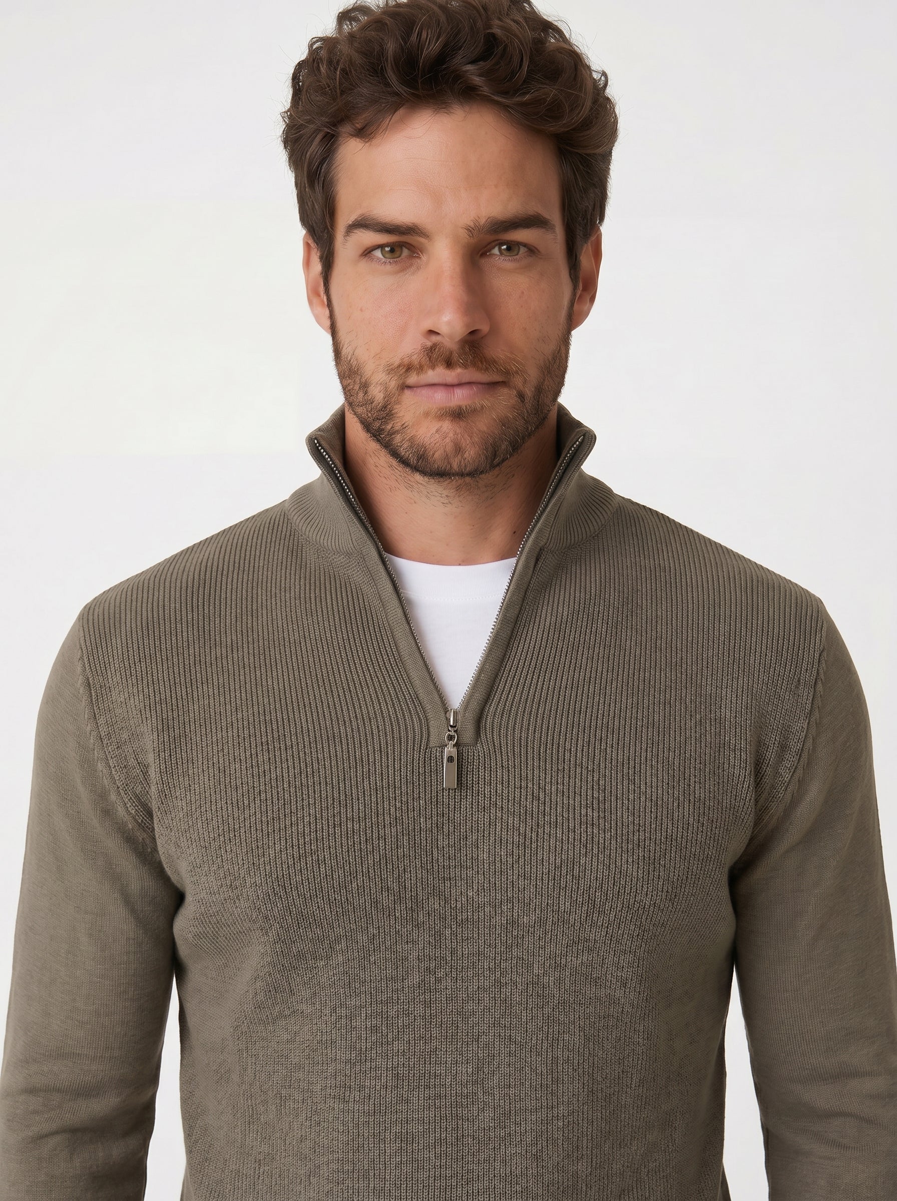 SUETER TRICÔ QUARTER ZIPER TEXTURE VERDE ZIGMA