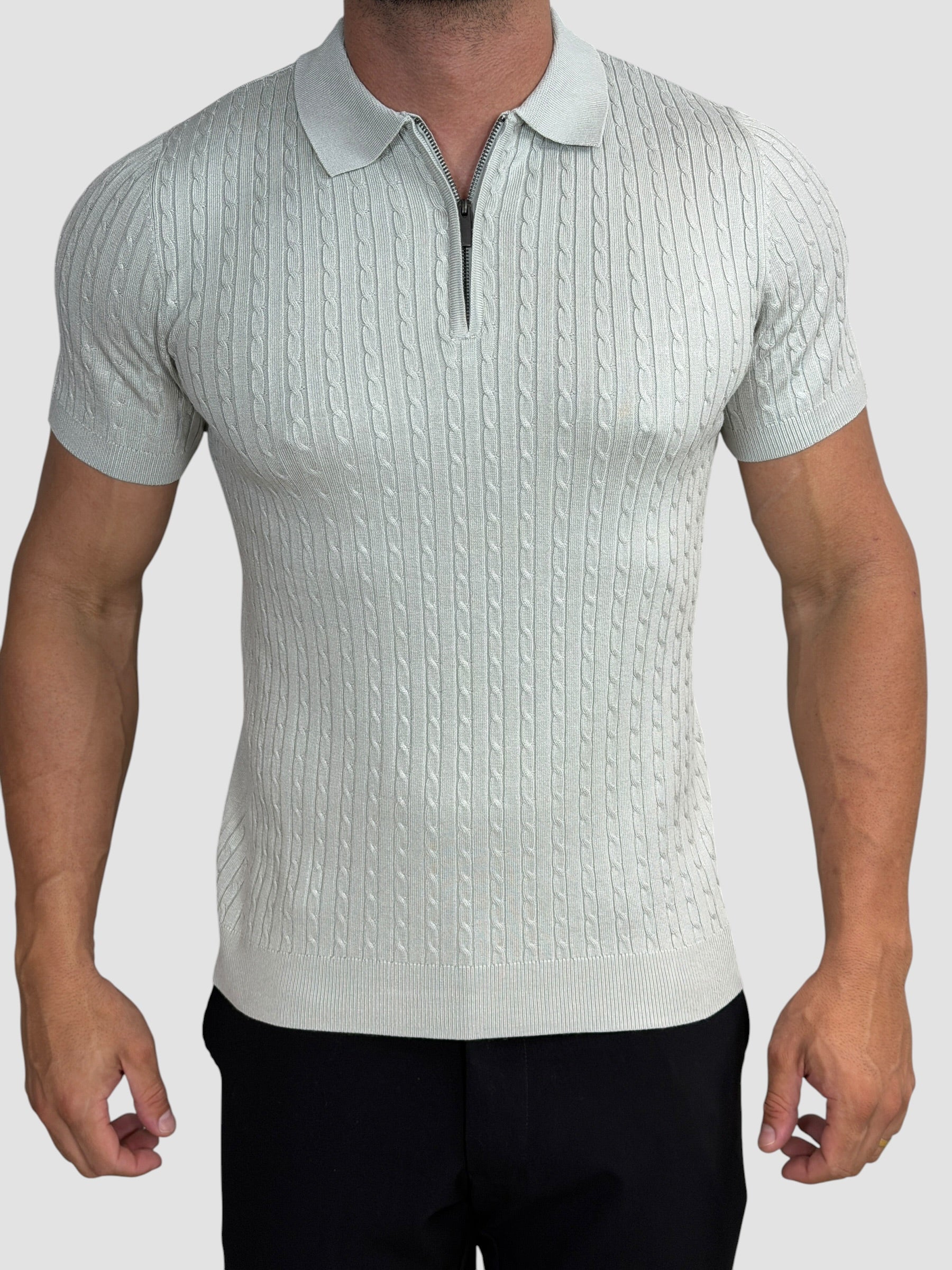 POLO TRICOT INTRECCIO CINZA ZIGMA