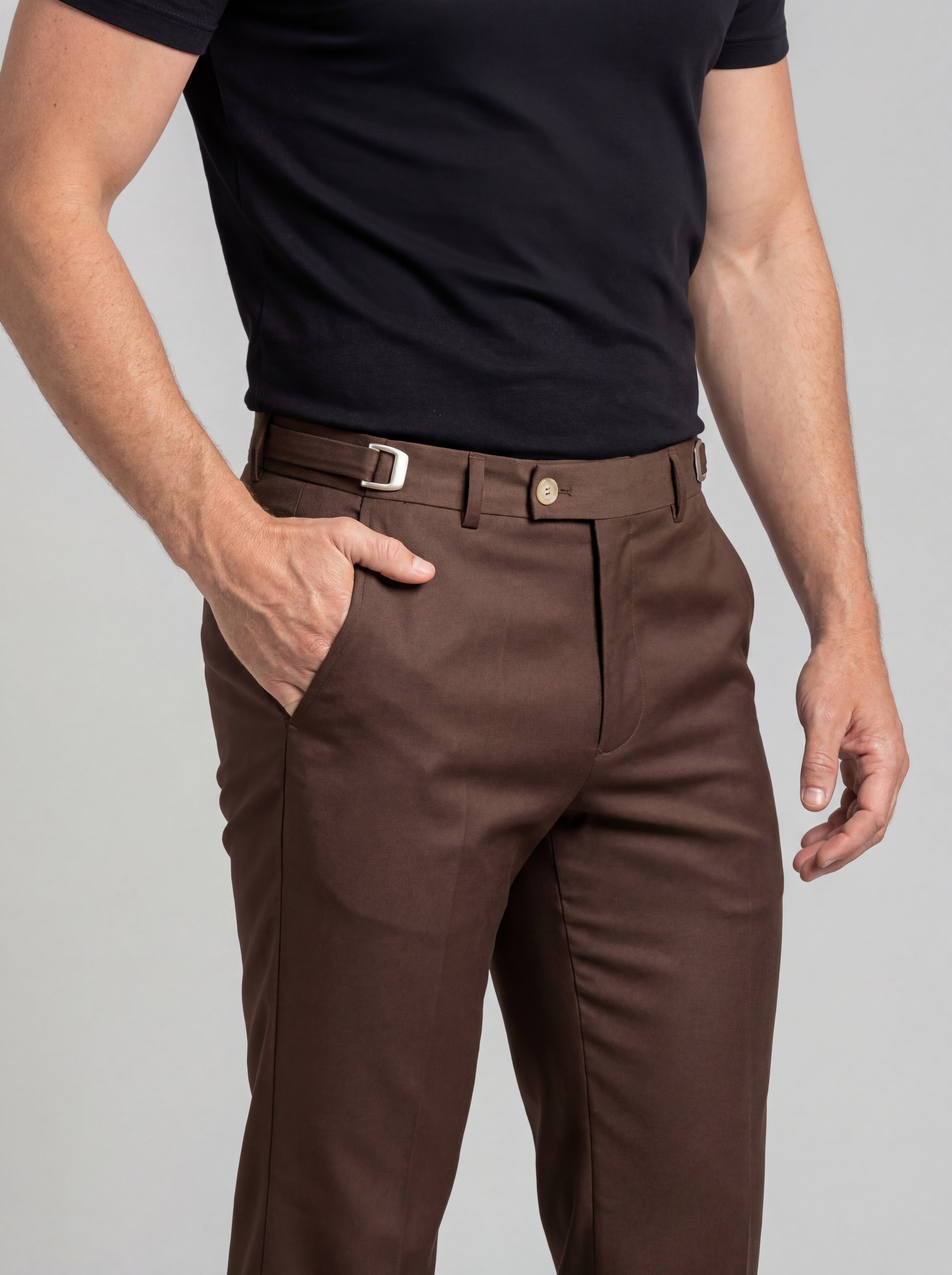 CALÇA ALF VIENA AJUSTE LATERAL MARROM ZIGMA