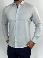 CAMISA M/L LINHO BLEND AZUL CLARO ZIGMA