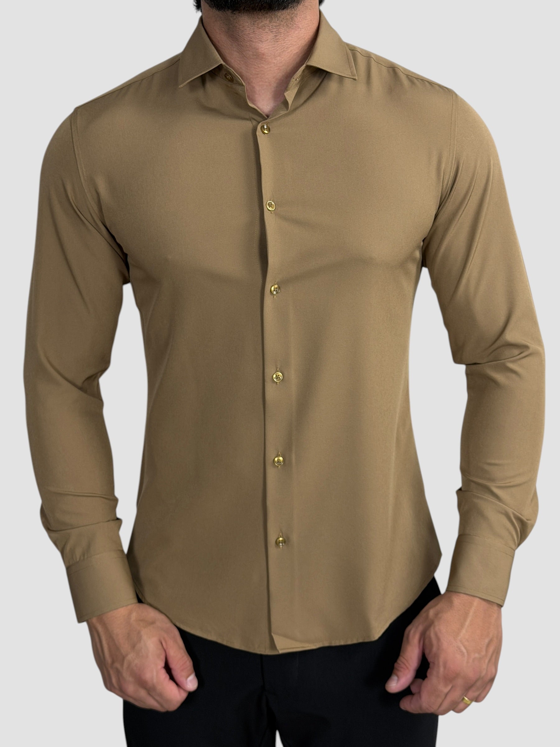 CAMISA M/L TECHMODAL SLIM FIT MARROM ZIGMA