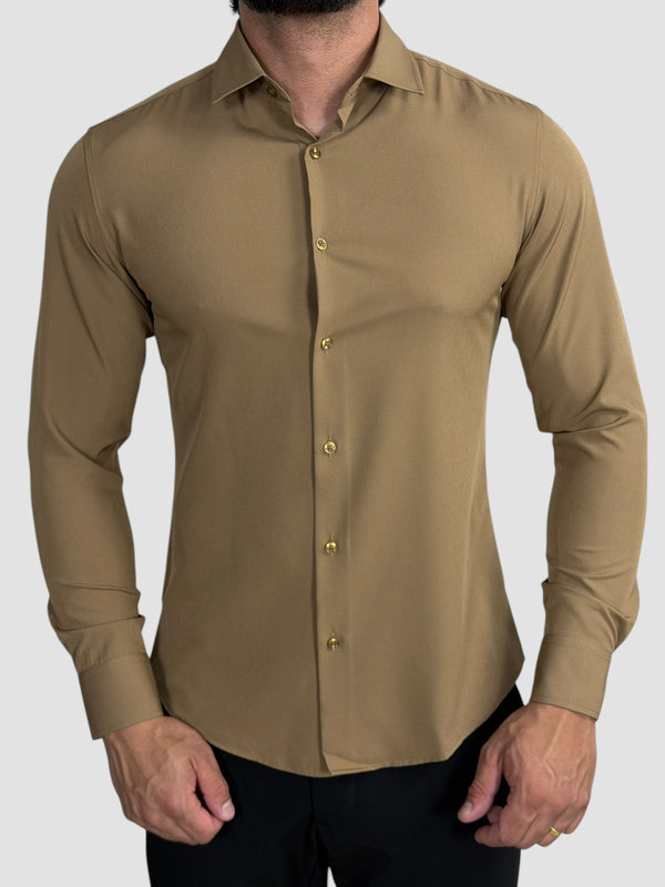 CAMISA M/L TECHMODAL SLIM FIT MARROM ZIGMA