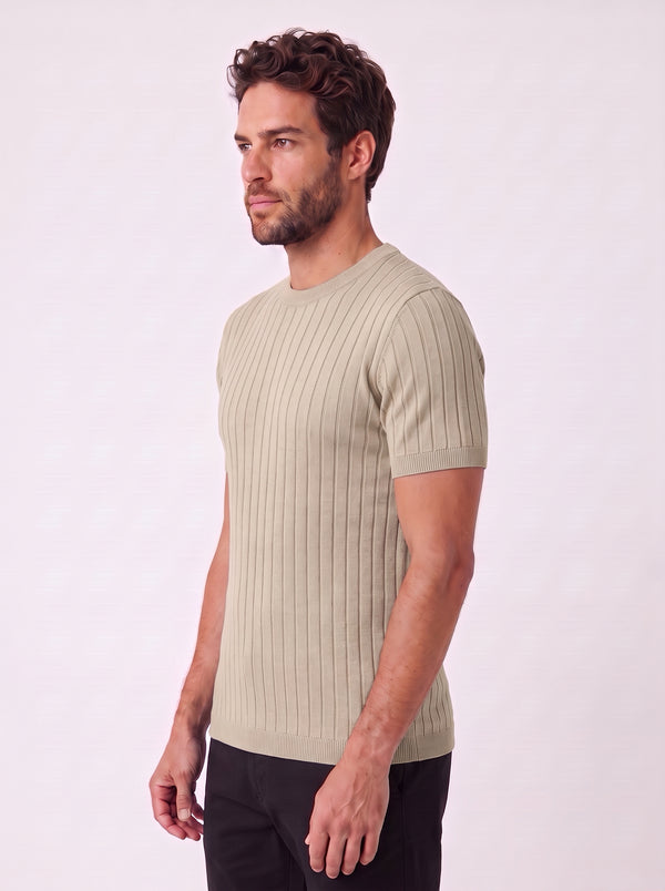 CAMISETA VERONA TRICO CANELADO AREIA ZIGMA