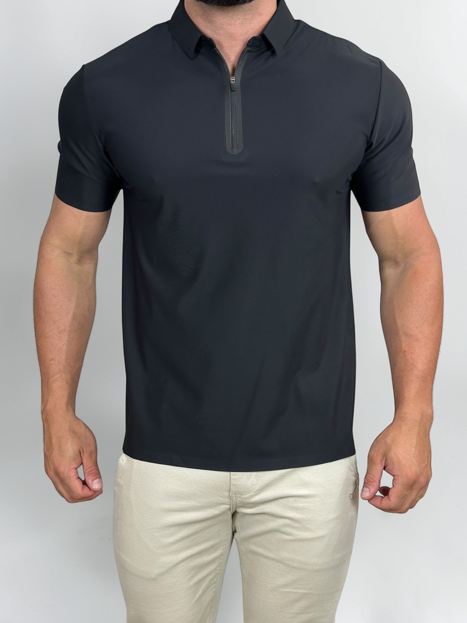 POLO ZIPER TECH ELASTANO/POLIAMIDA PRETO ZIGMA