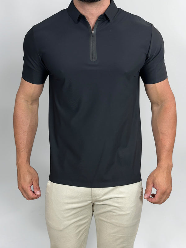 POLO ZIPER TECH ELASTANO/POLIAMIDA PRETO ZIGMA