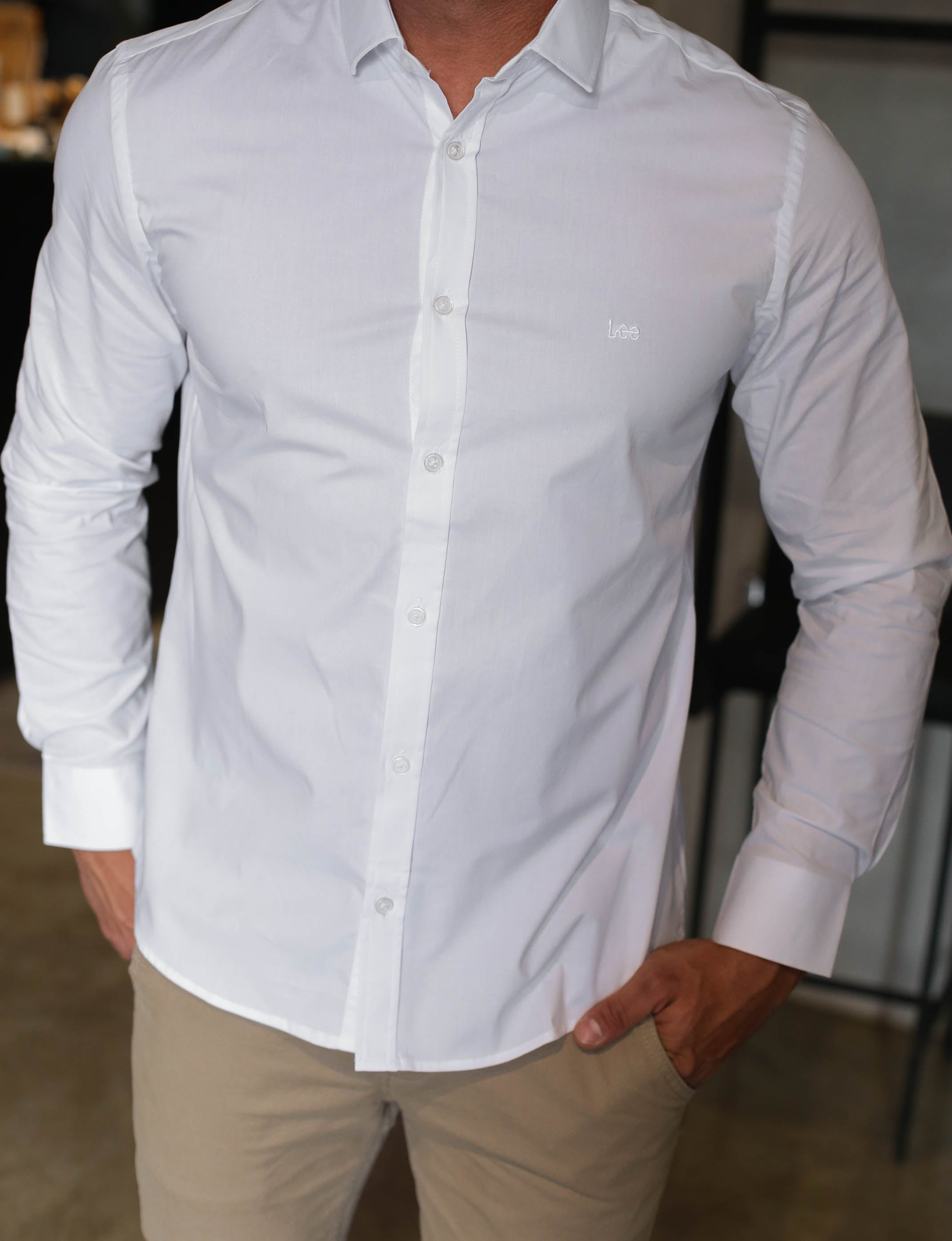 CAMISA M/L STRECH BRANCA LEE