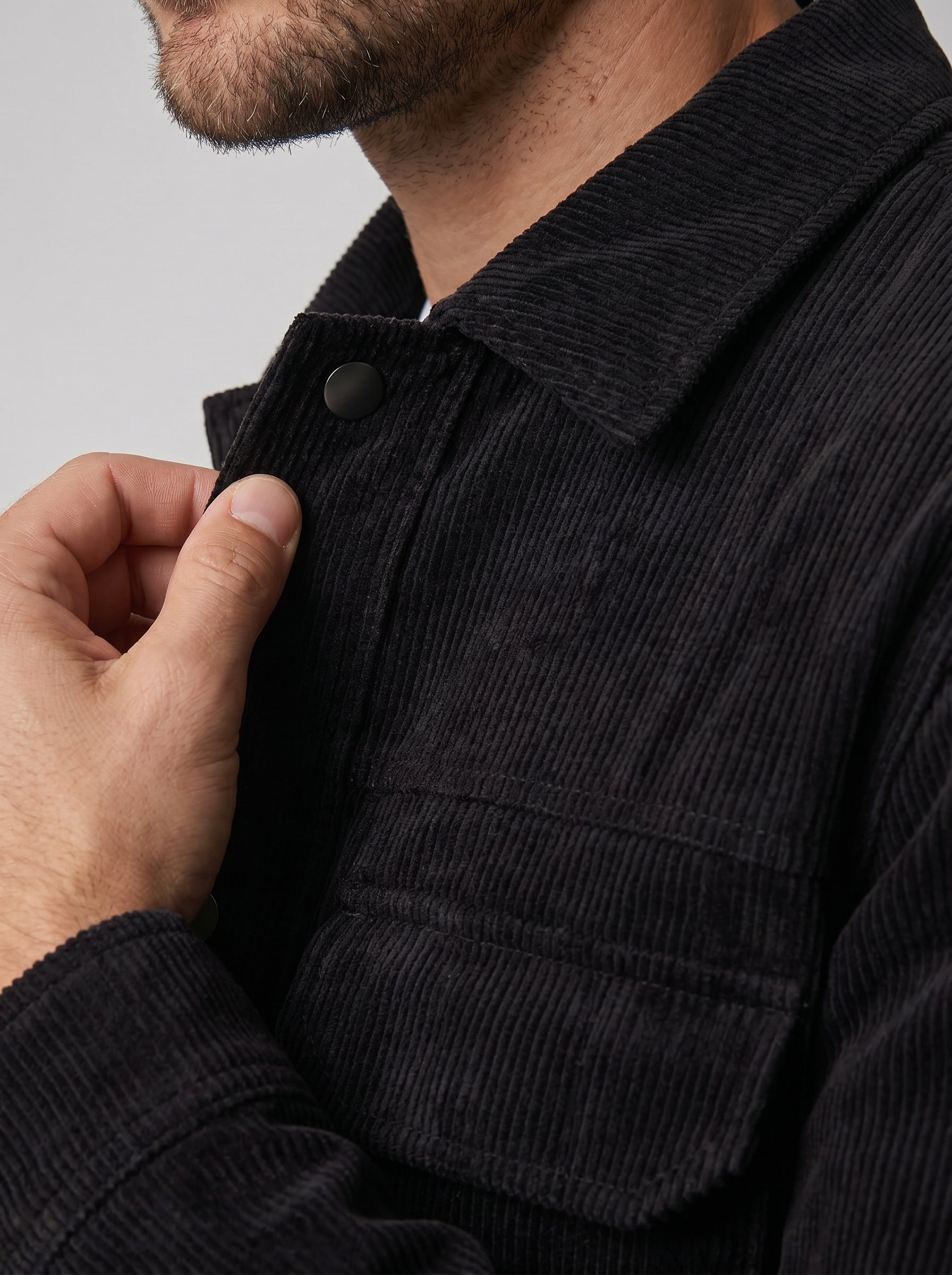 JAQUETA OVERSHIRT COTELÊ PRETA ZIGMA