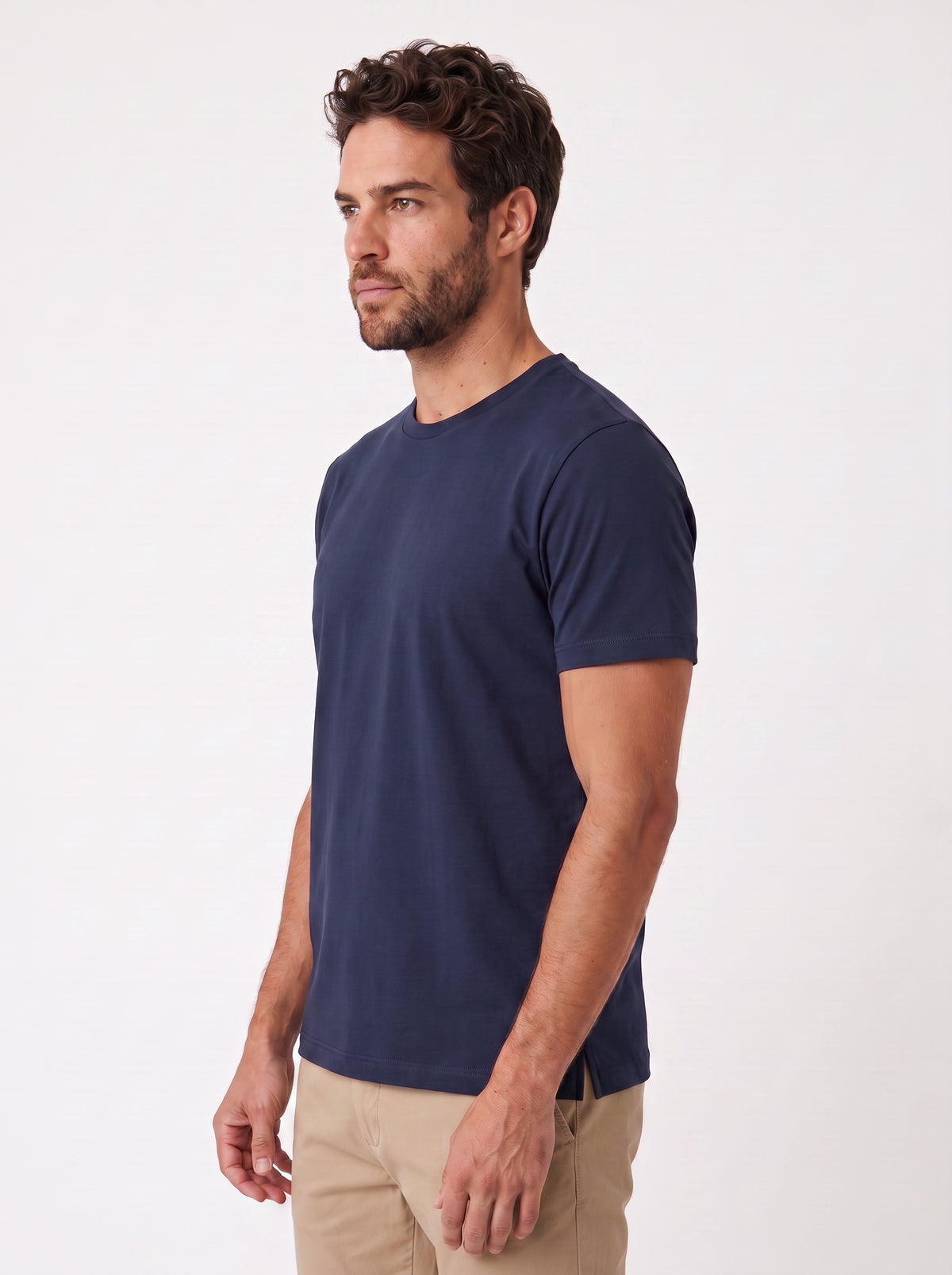 CAMISETA GIZA DUPLO ALGODAO EGIPCIO AZUL ESCURO ZIGMA