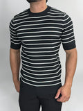 CAMISETA TRICOT LISTRADA PORTOFINO PRETA ZIGMA