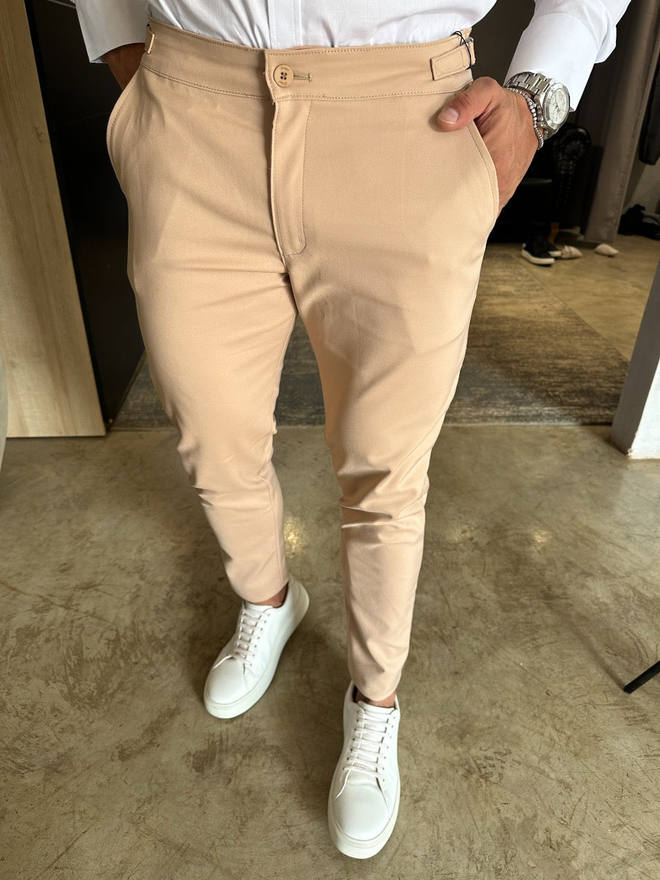 CALÇA ALF SKINNY AJUSTE LATERAL BEGE ZIKANI