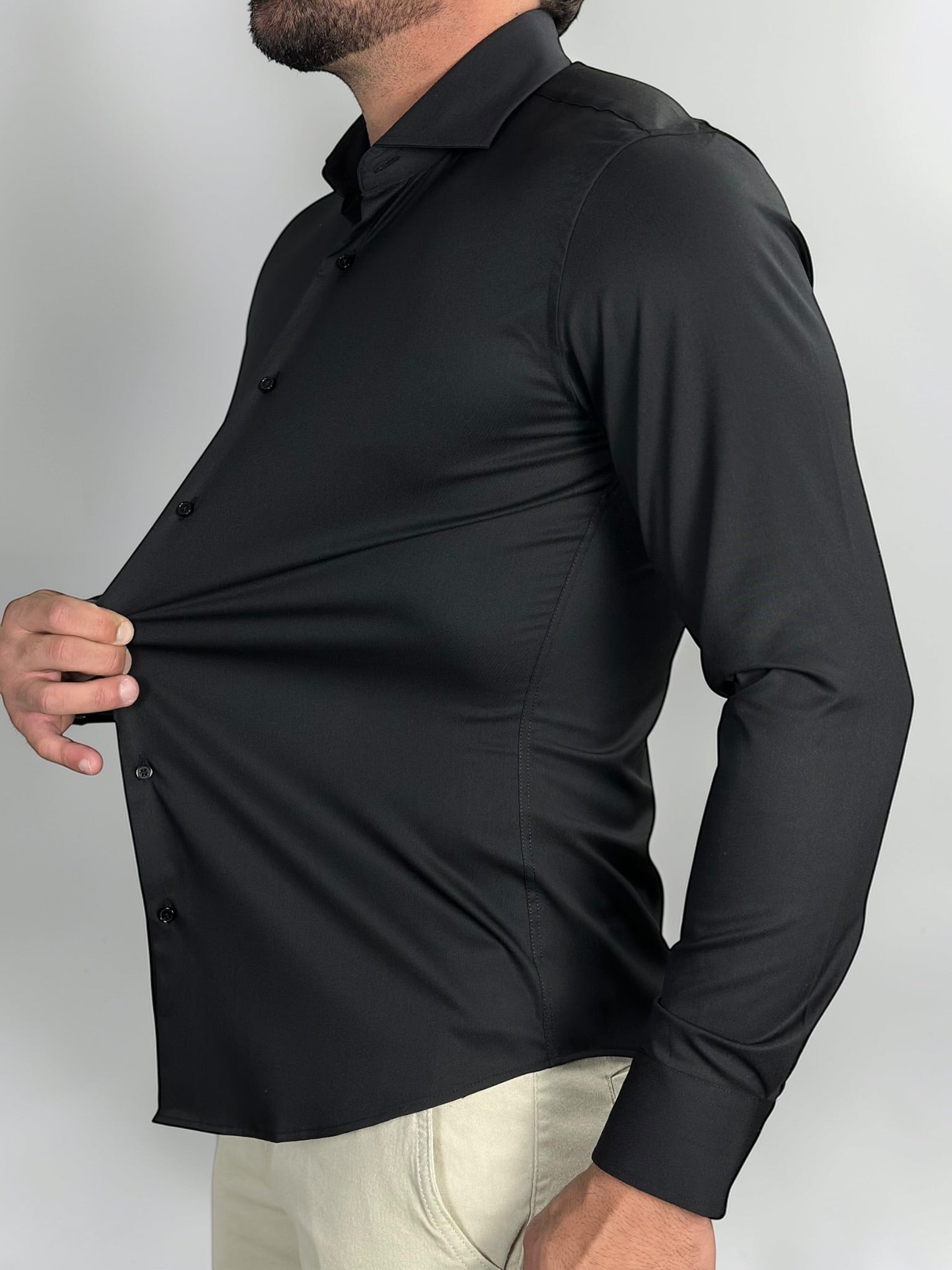CAMISA M/L TECH SLIM FIT PRETA ZIGMA