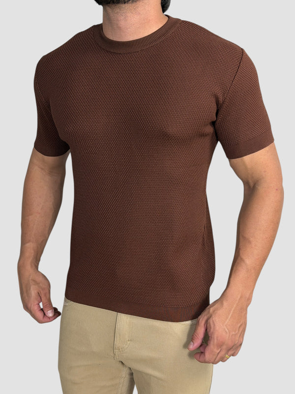 CAMISETA TRICO TEXTURE MARROM ZIGMA