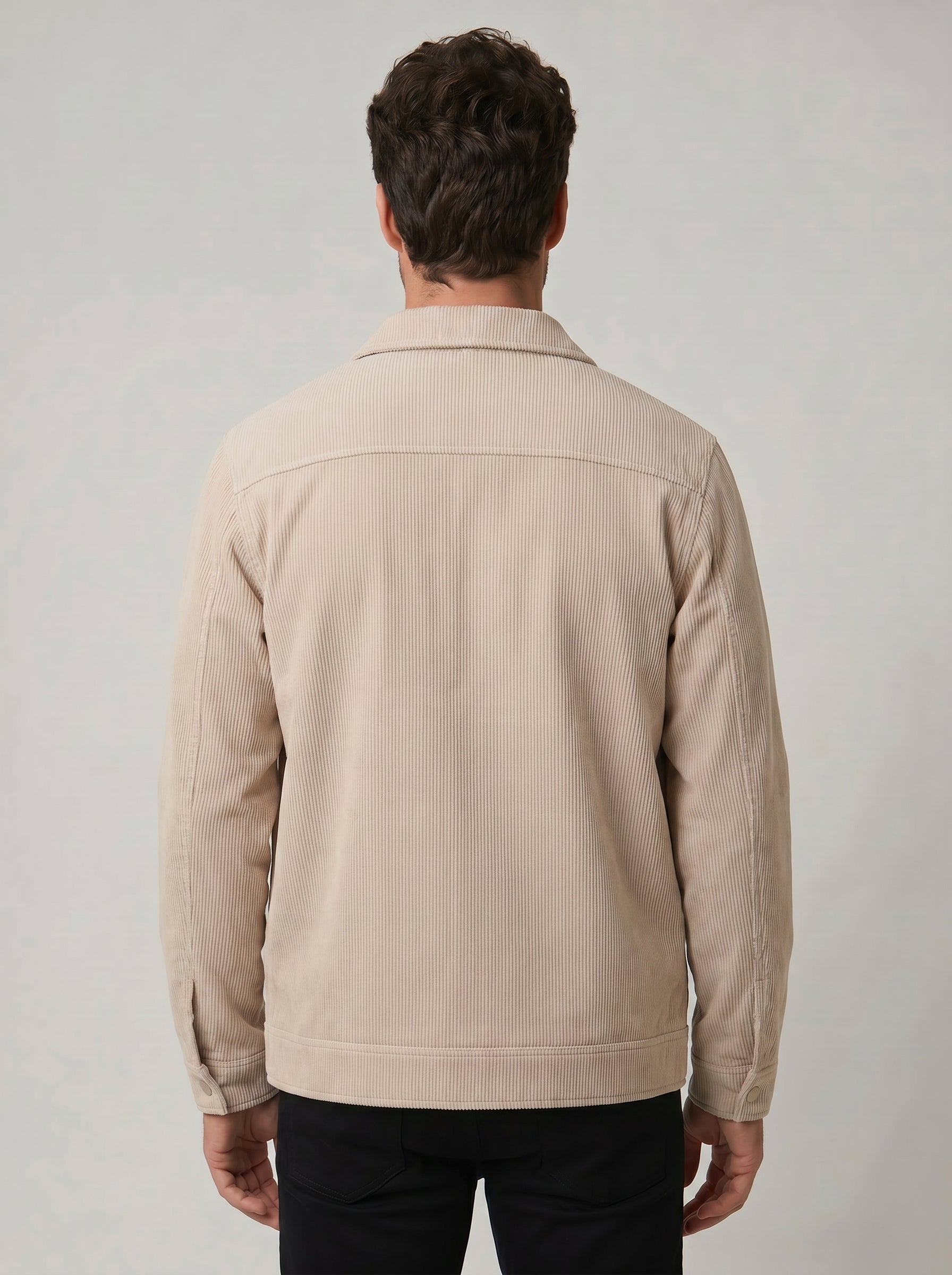 JAQUETA OVERSHIRT COTELÊ BEGE ZIGMA