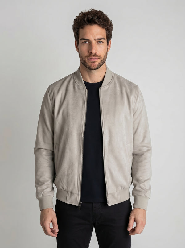 JAQUETA BOMBER SUEDE CINZA ZIGMA