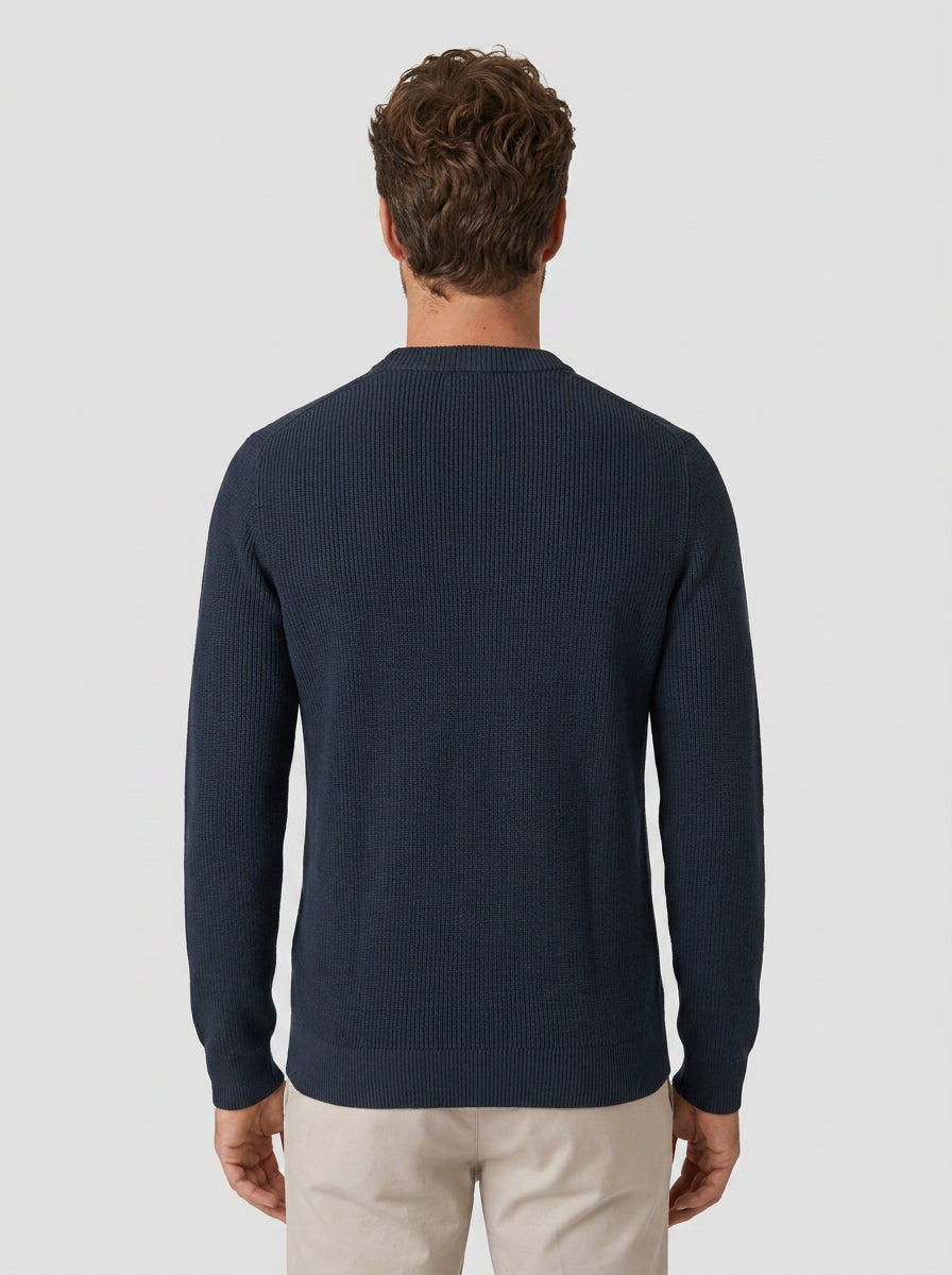 SUETER TRICOT CANELADO AZUL MARINHO ZIGMA