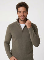 SUETER TRICÔ QUARTER ZIPER TEXTURE VERDE ZIGMA