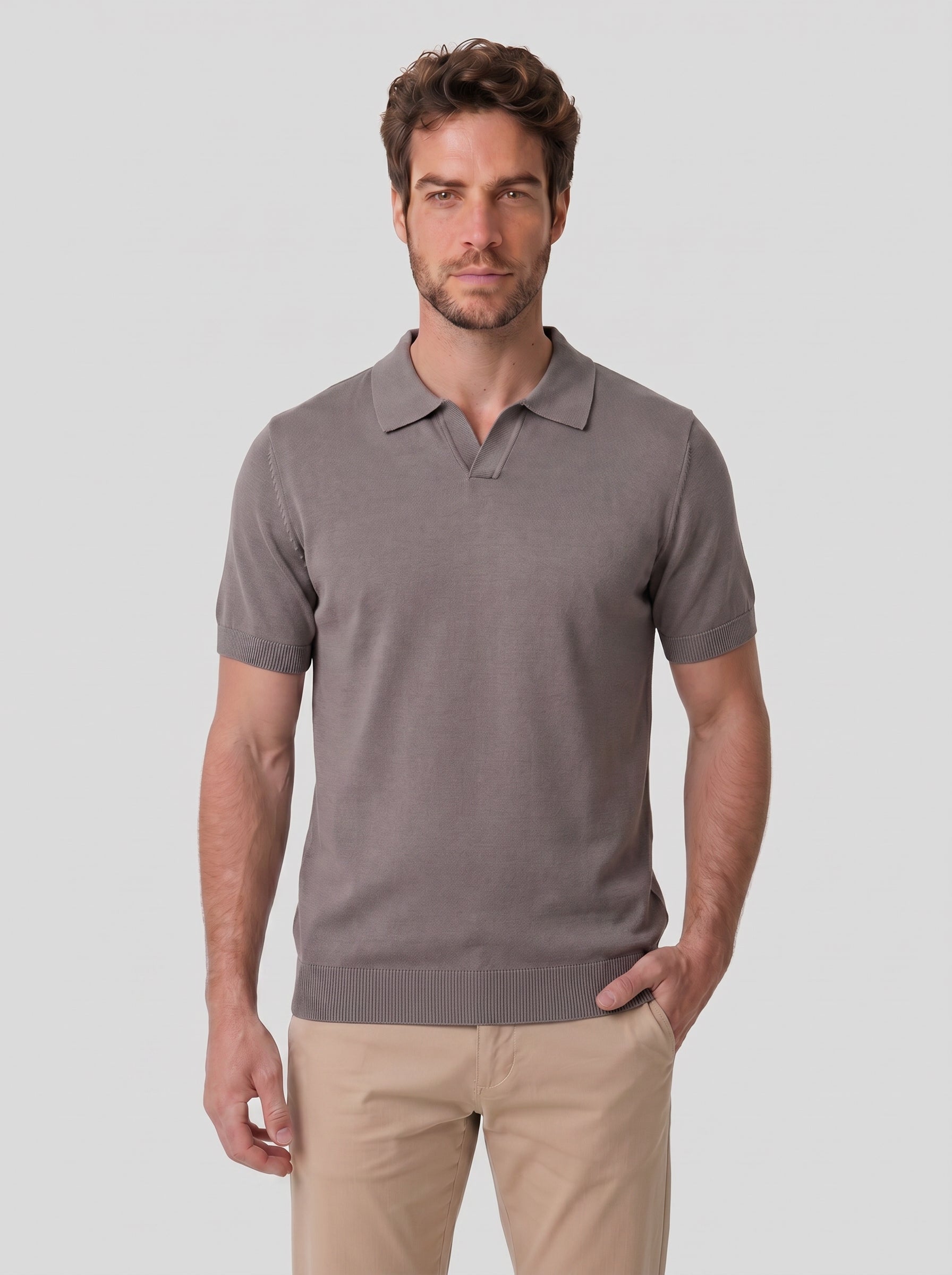 POLO V TRICOT ITALIANO CAPUCCINO ZIGMA