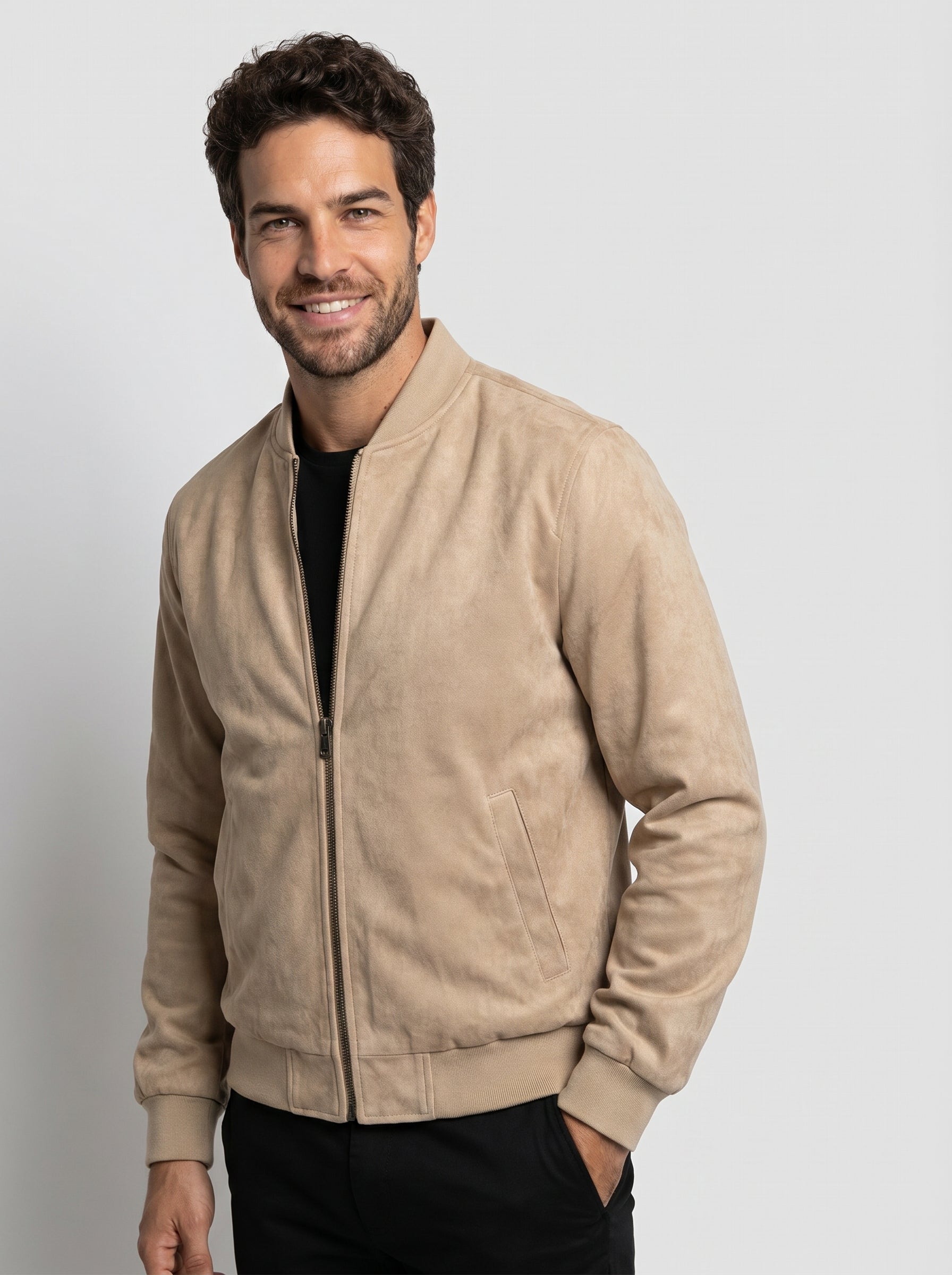 JAQUETA BOMBER SUEDE CAQUI ZIGMA