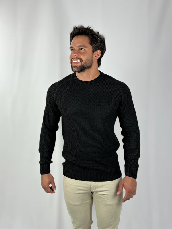 SUETER TRICOT VERTICE PRETO ZIGMA
