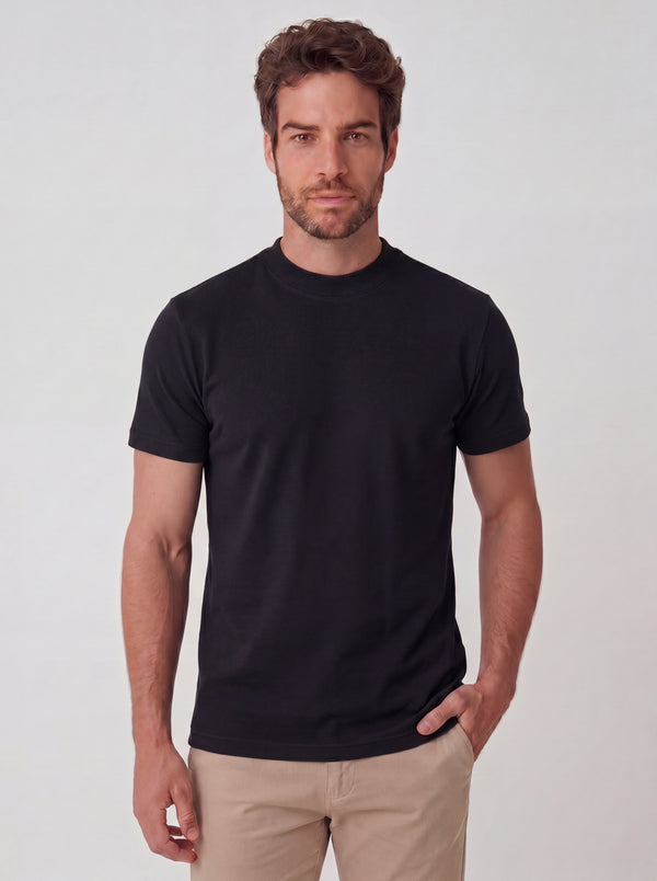 CAMISETA PIQUET SIGNATURE GOLA MEDIA PRETA ZIGMA