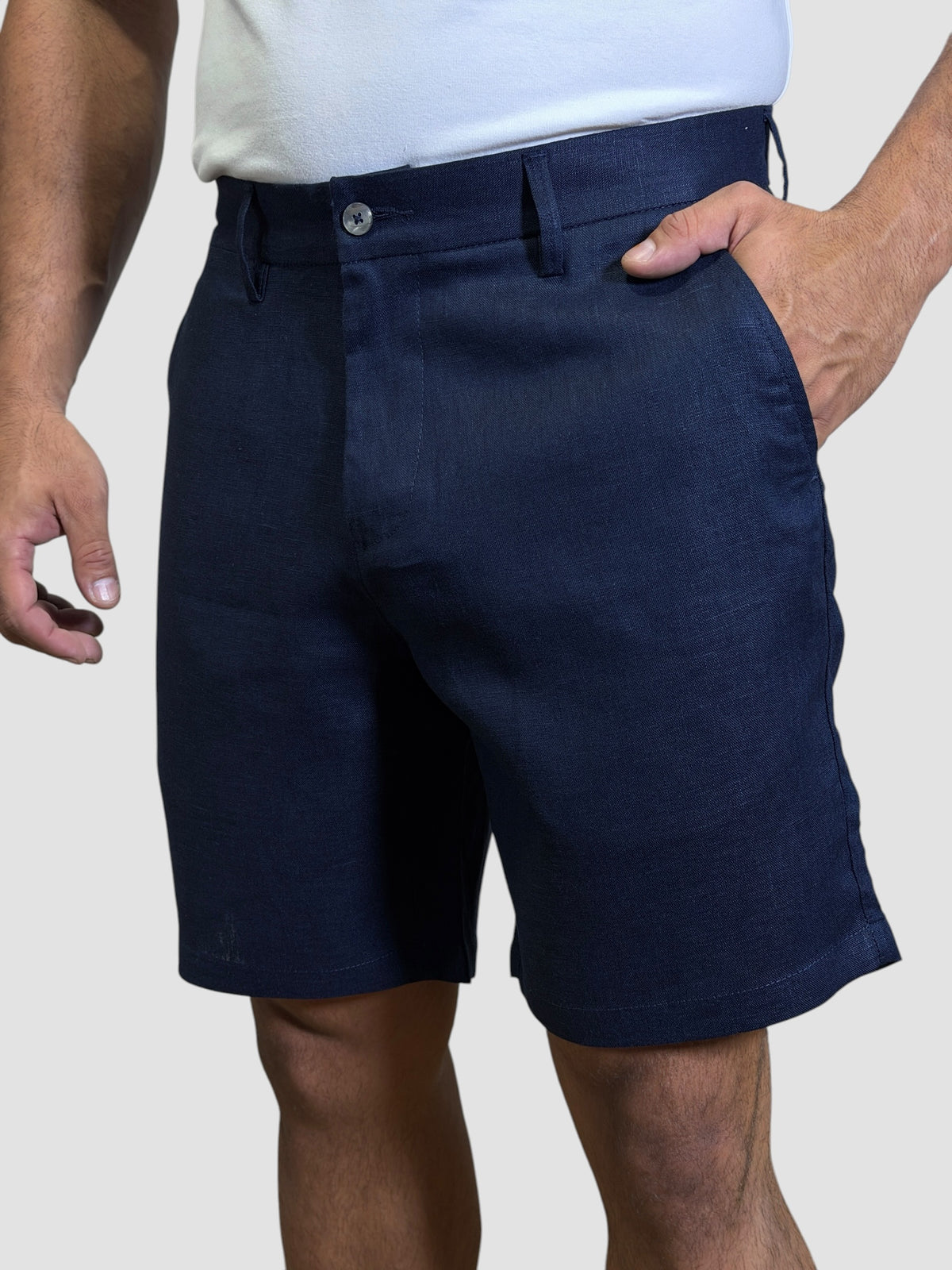 BERMUDA CAPRI PURO LINHO AZUL MARINHO ZIGMA