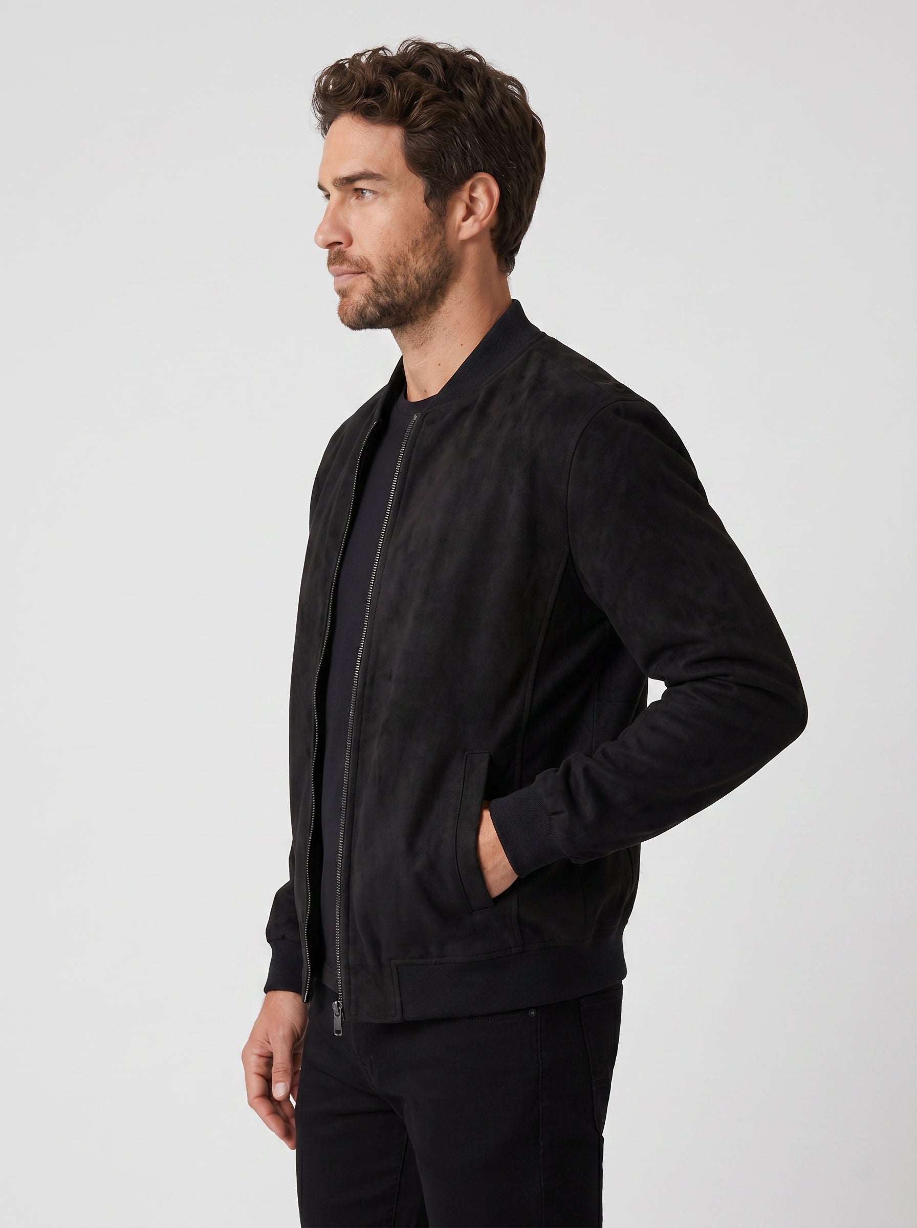 JAQUETA BOMBER SUEDE PRETA ZIGMA