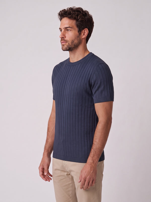 CAMISETA VERONA TRICO CANELADO AZUL MARINHO ZIGMA